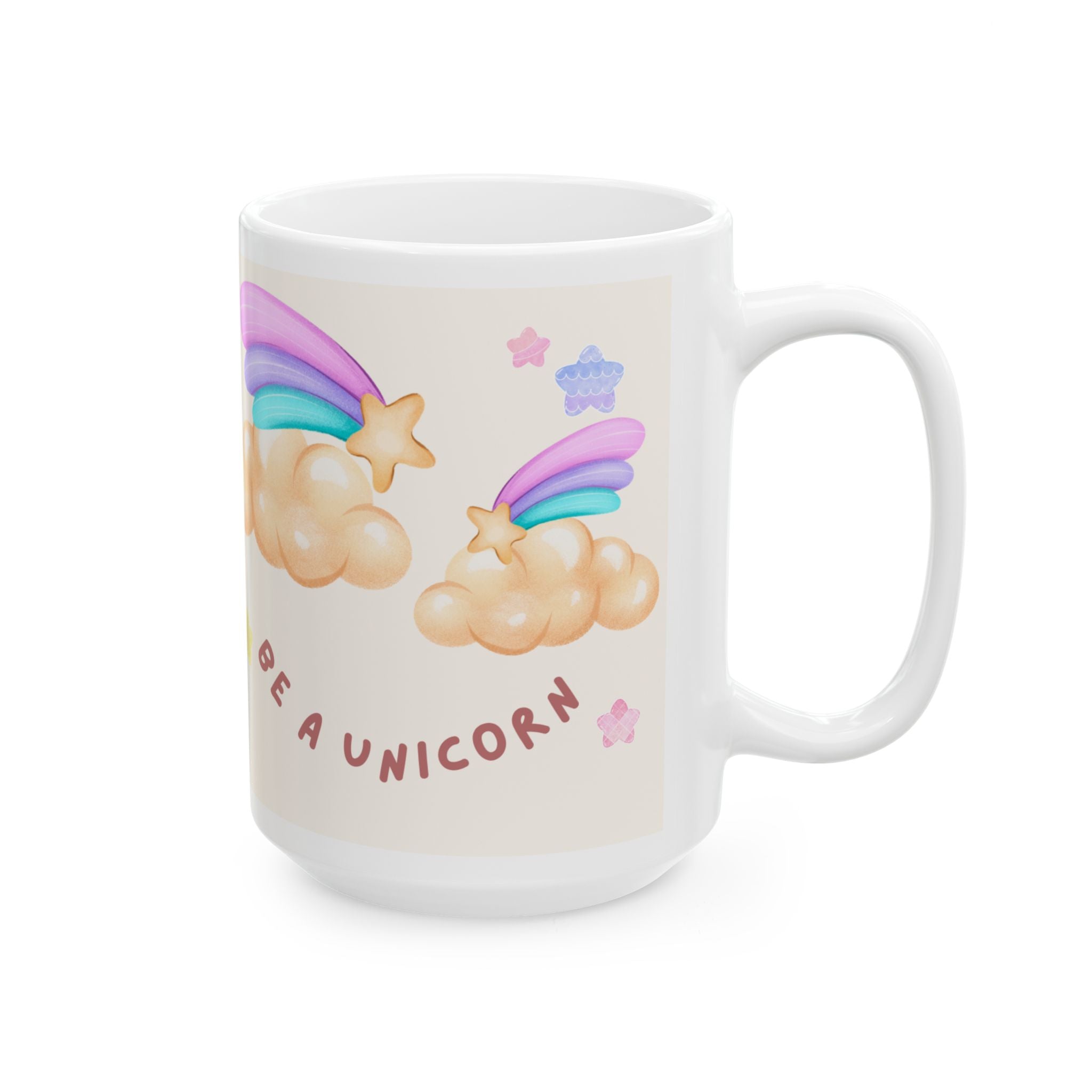 Whimsical Unicorn Moon Ceramic Mug — “No Drama, Be a Unicorn” Cute Pastel Coffee Cup (11oz/15oz)
