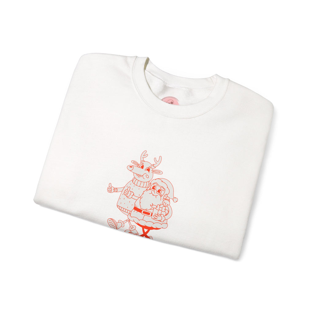 Christmas Santa Reindeer  hand in hand Sweatshirt