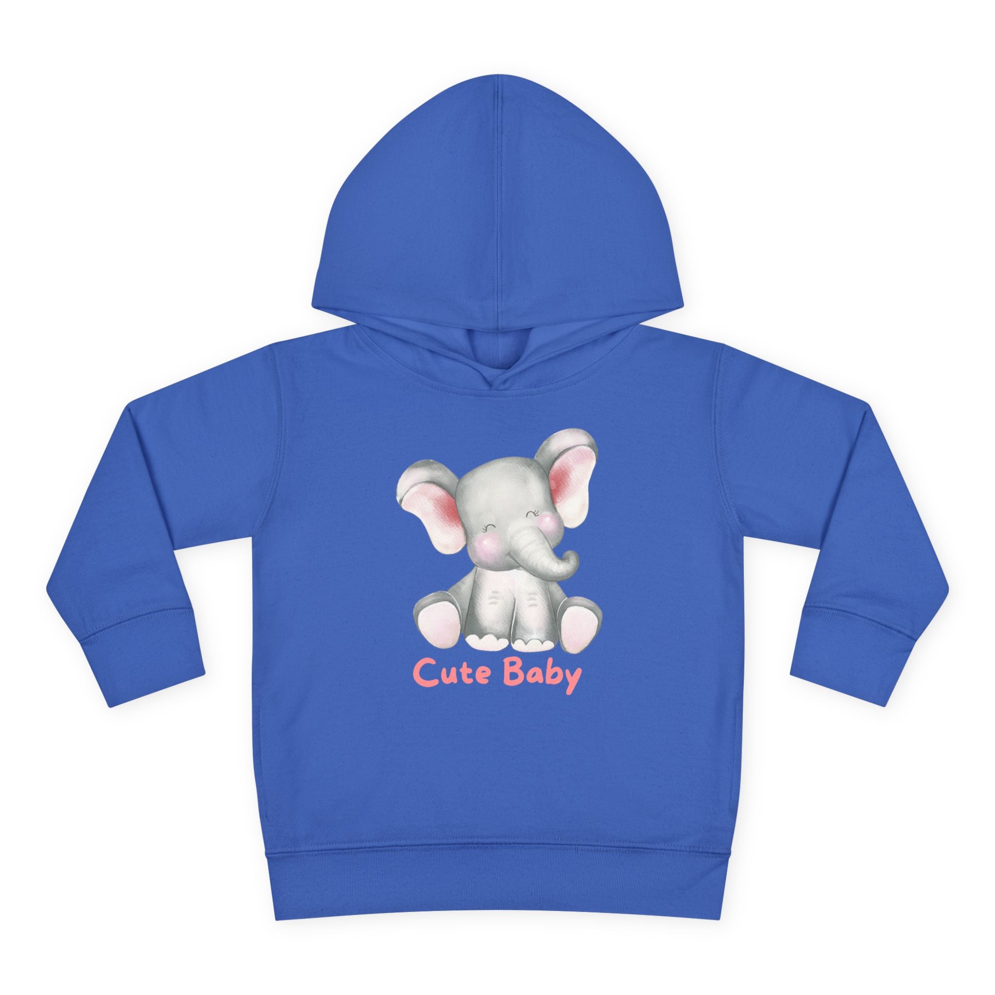 Toddler Hoodie — Cute Baby Elephant Pullover (Pink Text)
