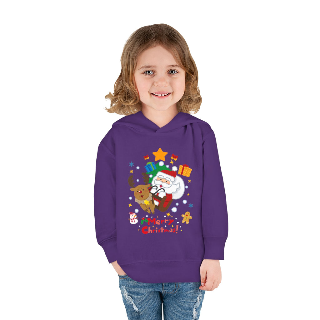 Toddler Hoodie — Merry Christmas Santa & Reindeer Holiday Pullover