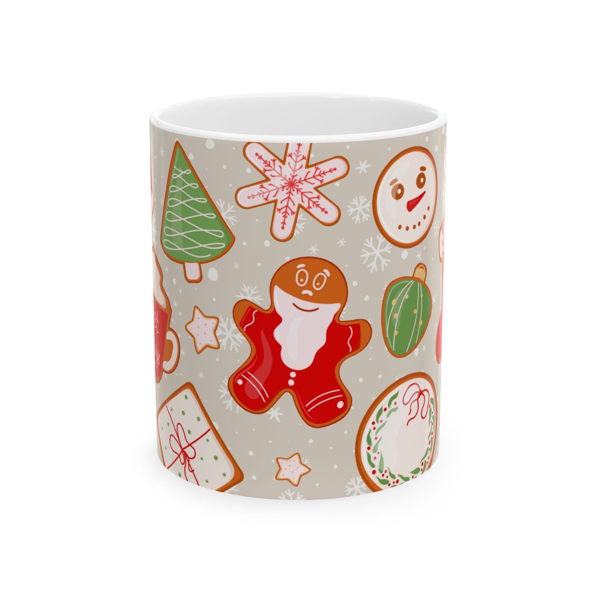 Christmas Cookie Pattern Ceramic Mug — Festive Holiday 11oz & 15oz Coffee Cup