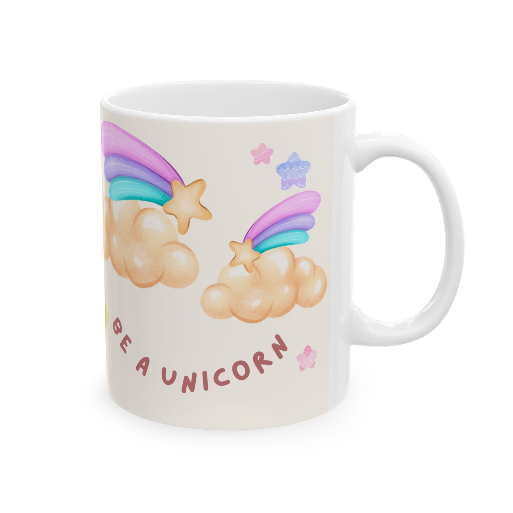 Whimsical Unicorn Moon Ceramic Mug — “No Drama, Be a Unicorn” Cute Pastel Coffee Cup (11oz/15oz)