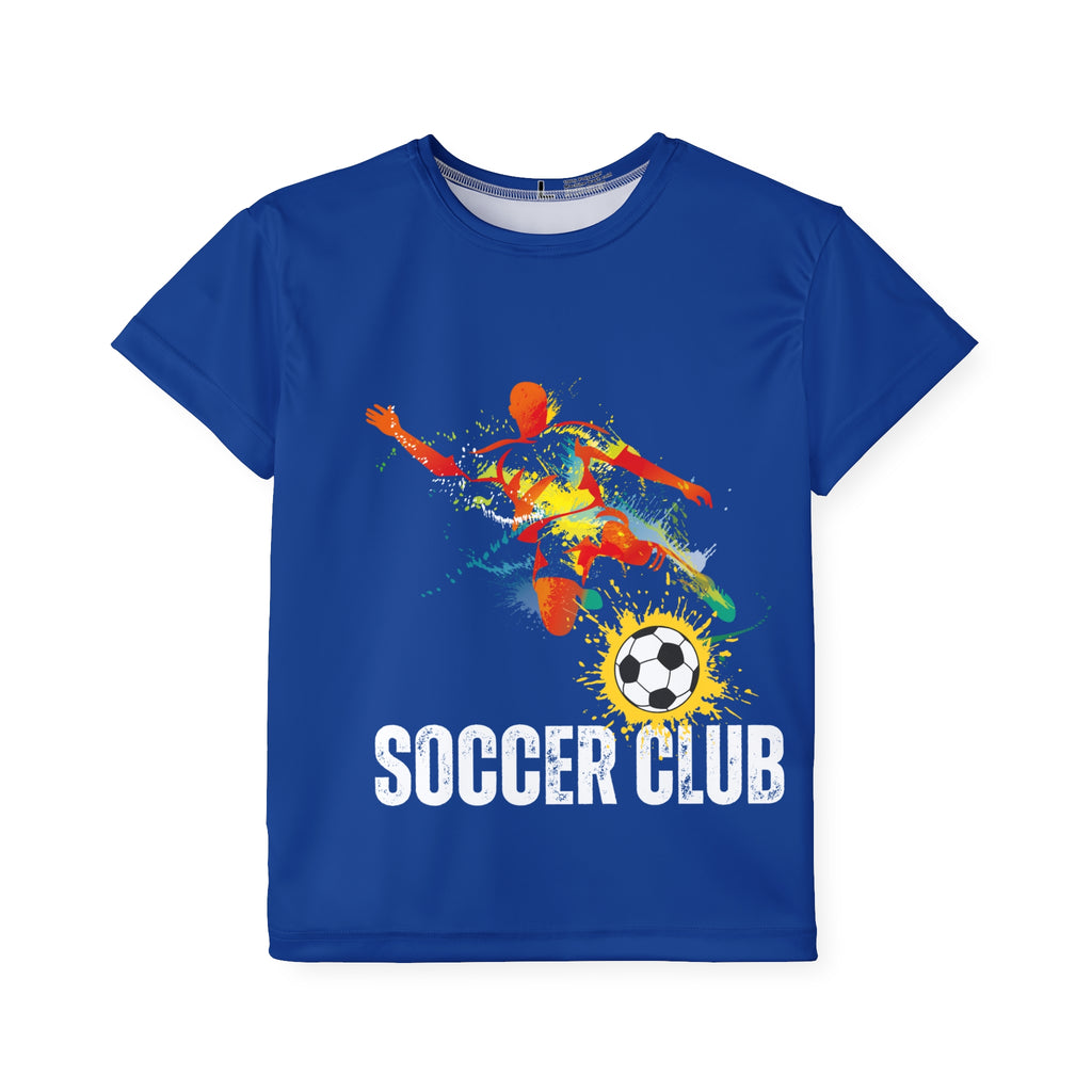 Royal Blue Kids Soccer Club Jersey — Colorful Splash Soccer T‑Shirt
