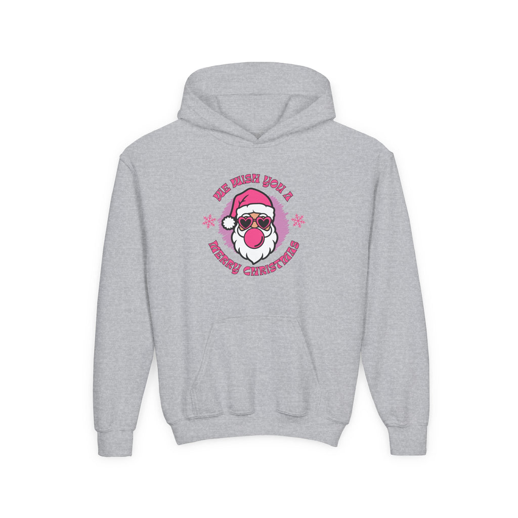 Kids Christmas Hoodie - Pink Sunglasses Santa "He Believes You" Holiday Sweatshirt