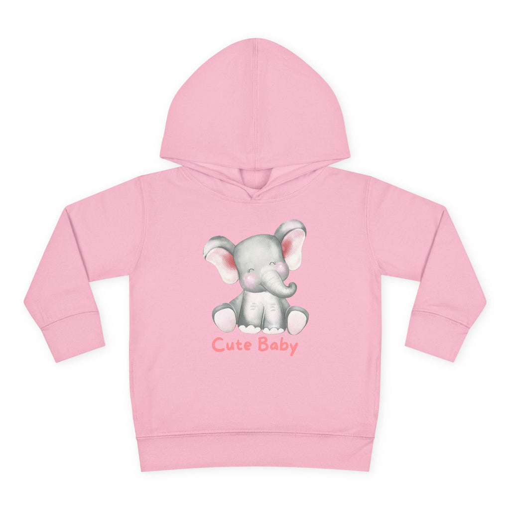 Toddler Hoodie — Cute Baby Elephant Pullover (Pink Text)