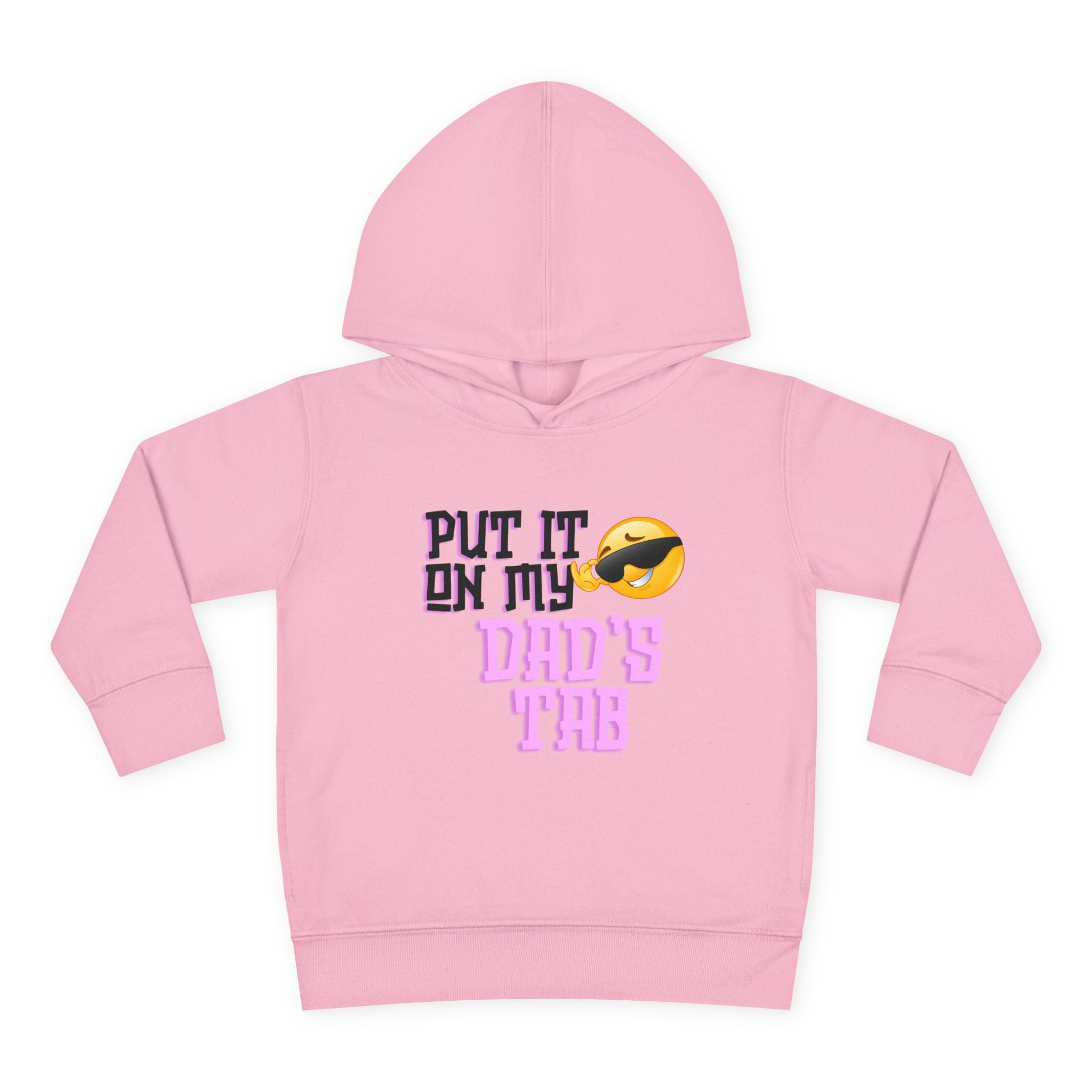 Toddler Fleece Hoodie - "Put it on my dad's tab" Cozy Adventure Print, Light Gray