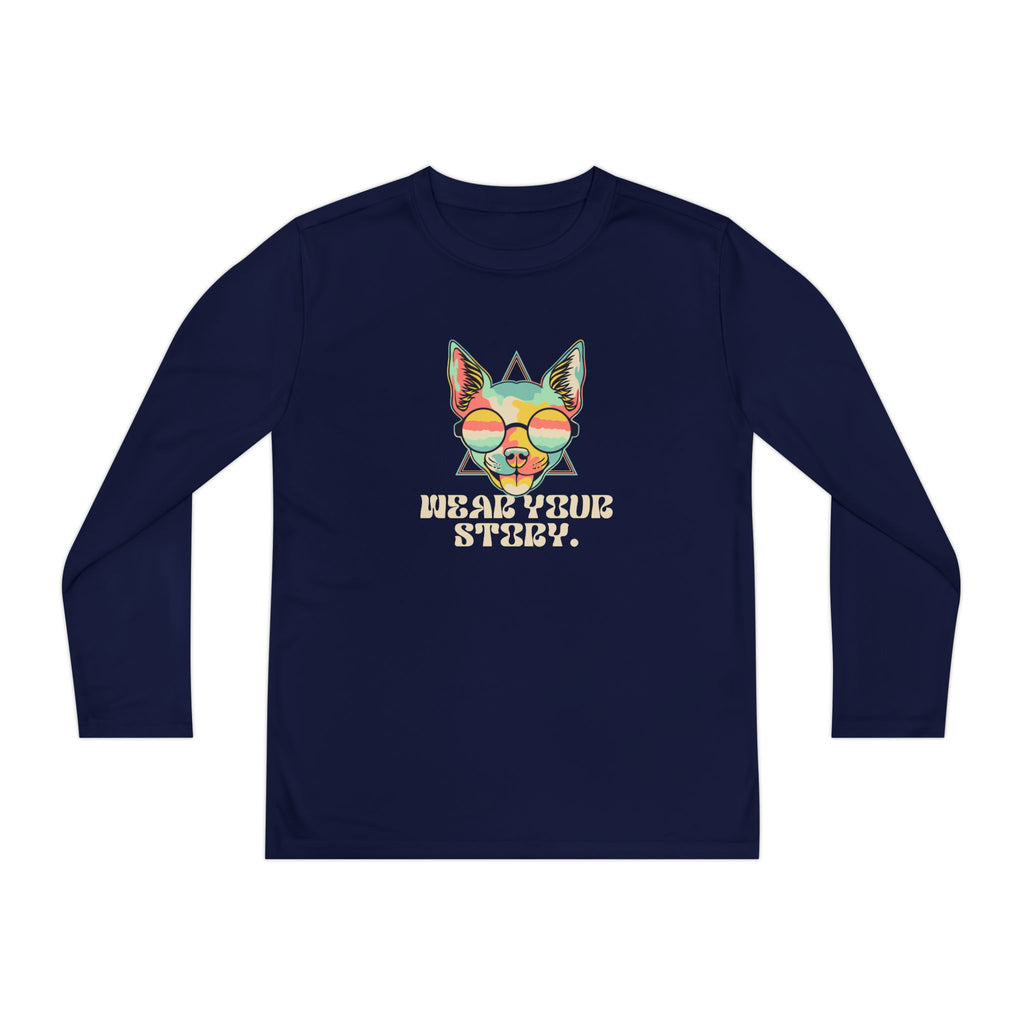 Youth Long Sleeve Tee — 'Wear Your Steez' Neon Dog Graphic