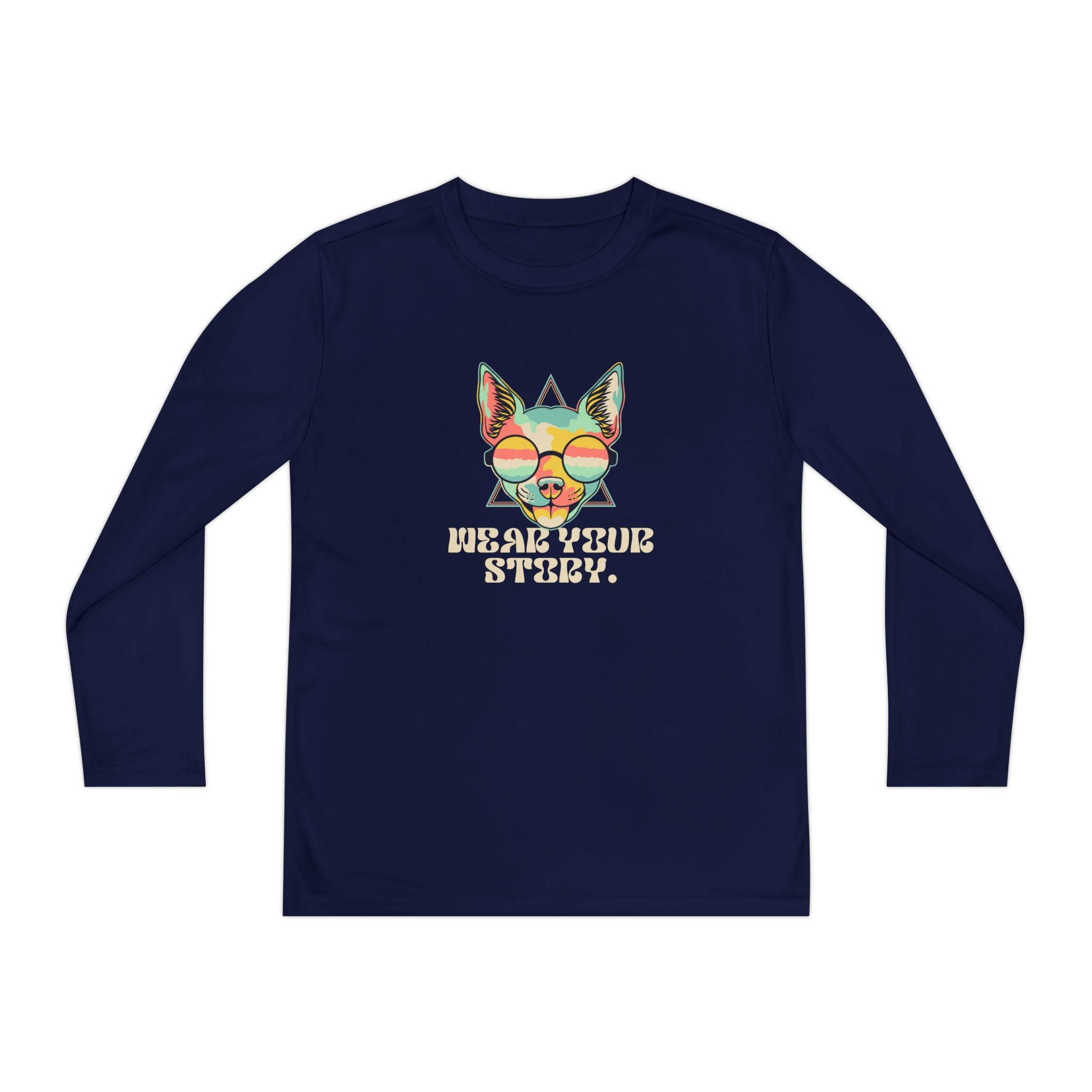 Youth Long Sleeve Tee — 'Wear Your Steez' Neon Dog Graphic