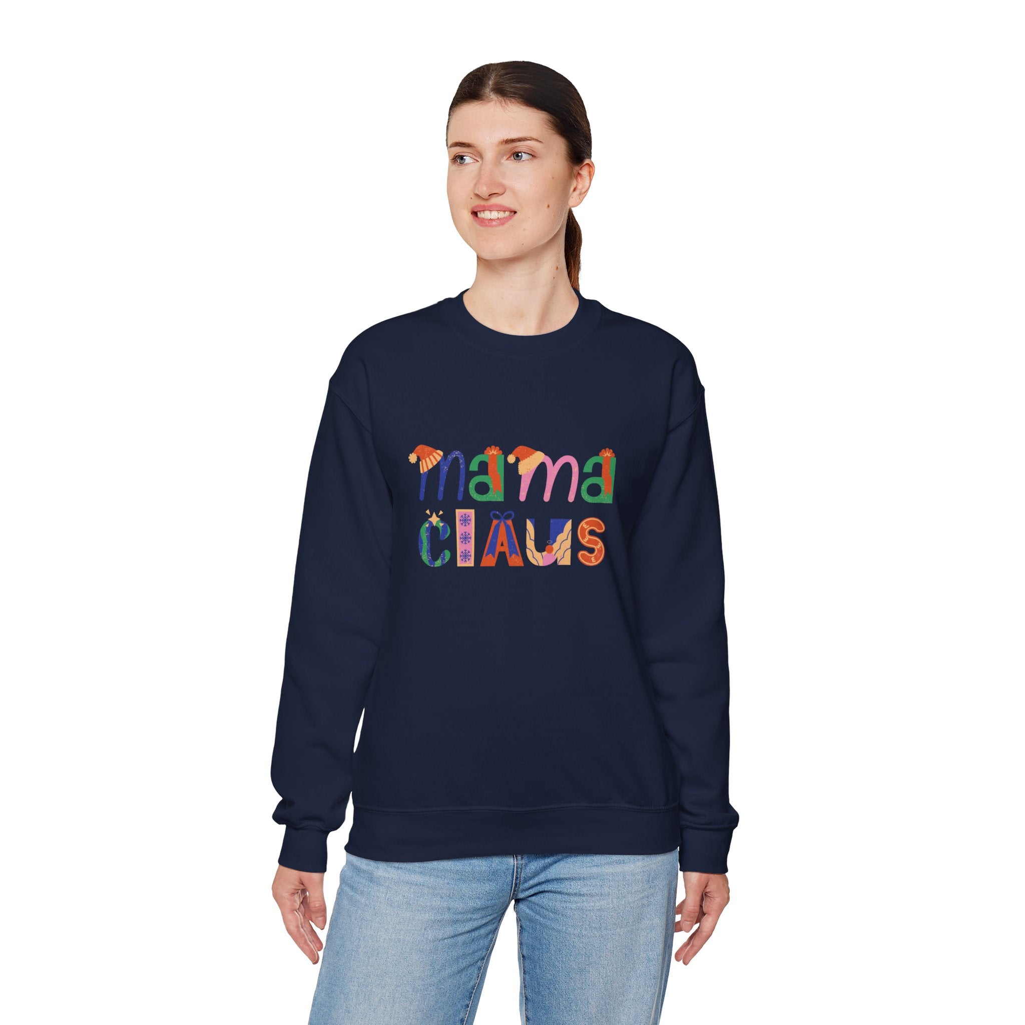 Mama Claus Sweatshirt — Colorful Holiday Crewneck for Moms