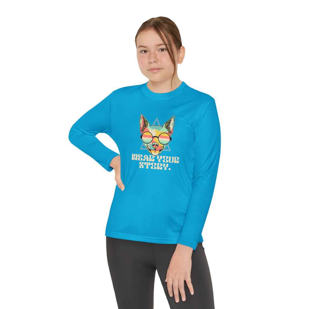 Youth Long Sleeve Tee — 'Wear Your Steez' Neon Dog Graphic
