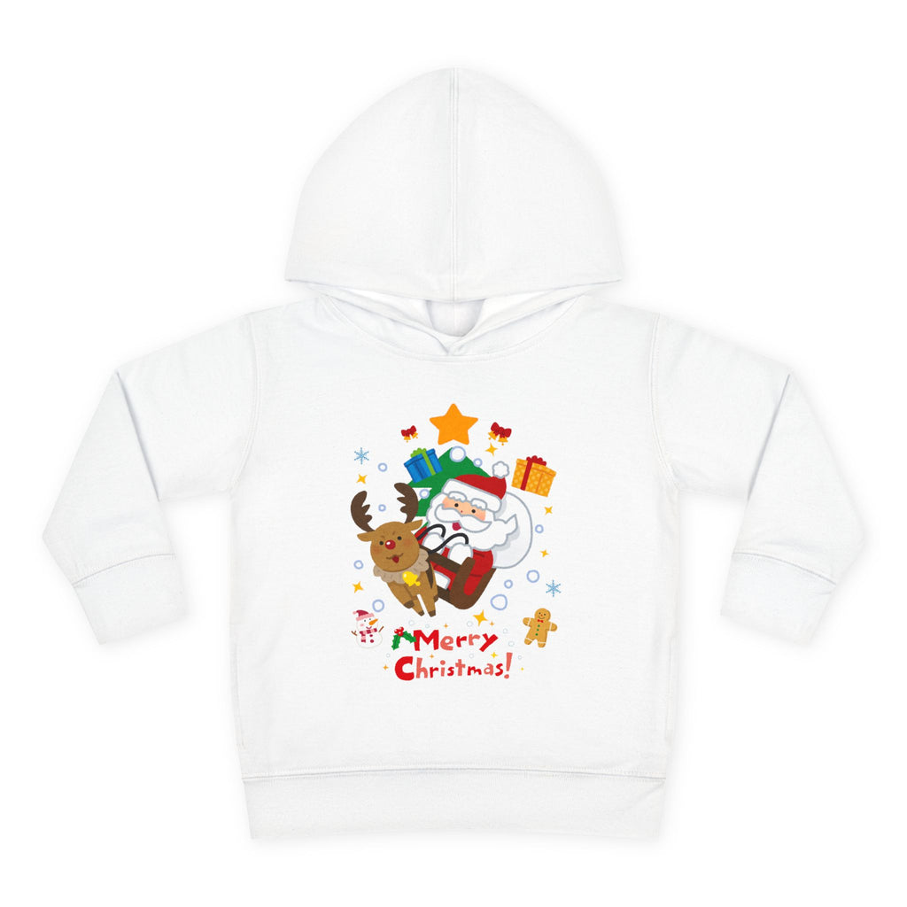Toddler Hoodie — Merry Christmas Santa & Reindeer Holiday Pullover
