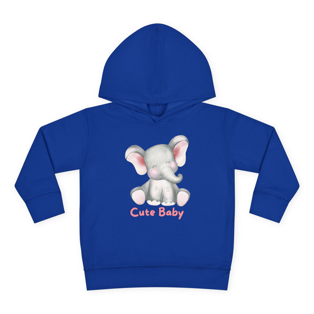 Toddler Hoodie — Cute Baby Elephant Pullover (Pink Text)