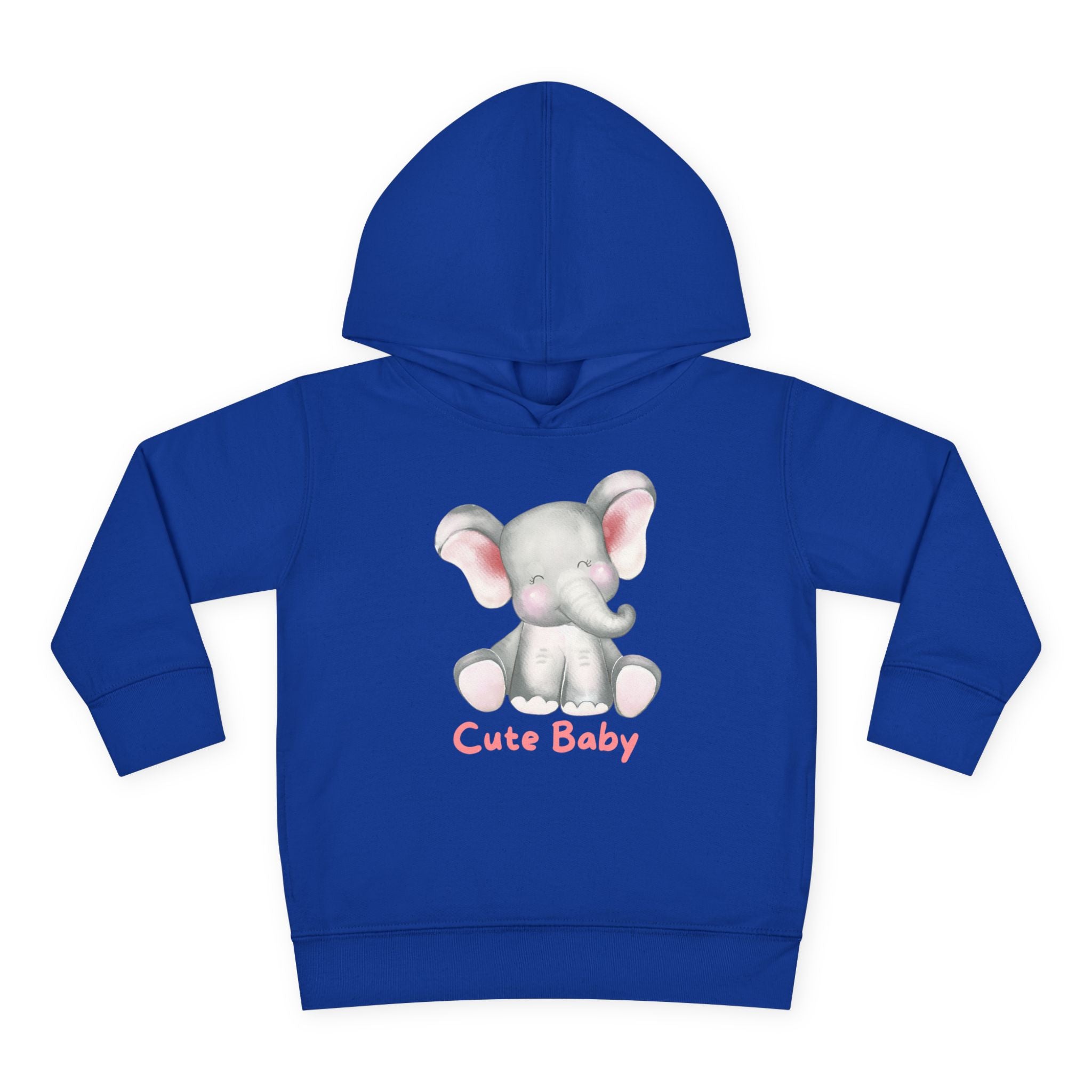 Toddler Hoodie — Cute Baby Elephant Pullover (Pink Text)