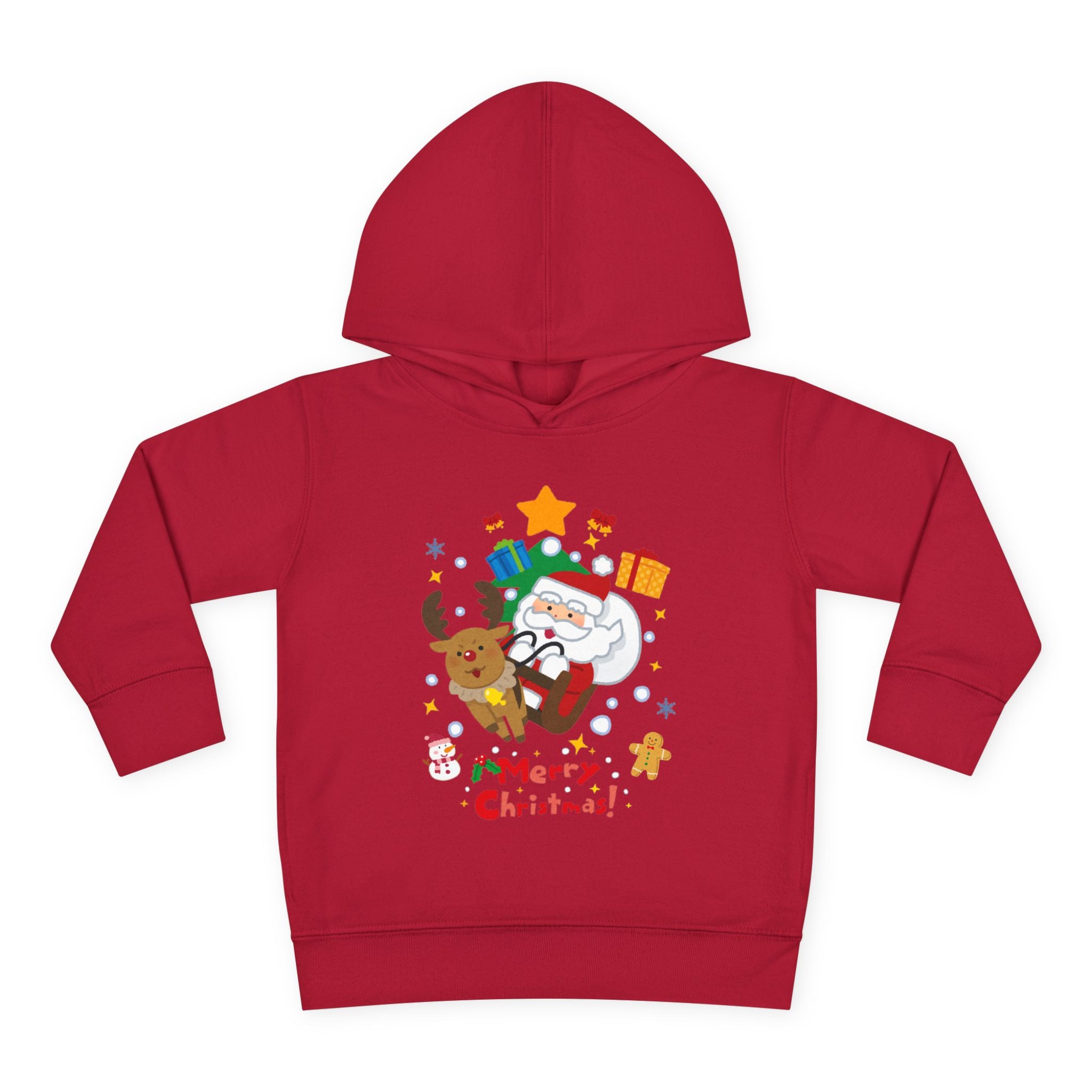 Toddler Hoodie — Merry Christmas Santa & Reindeer Holiday Pullover