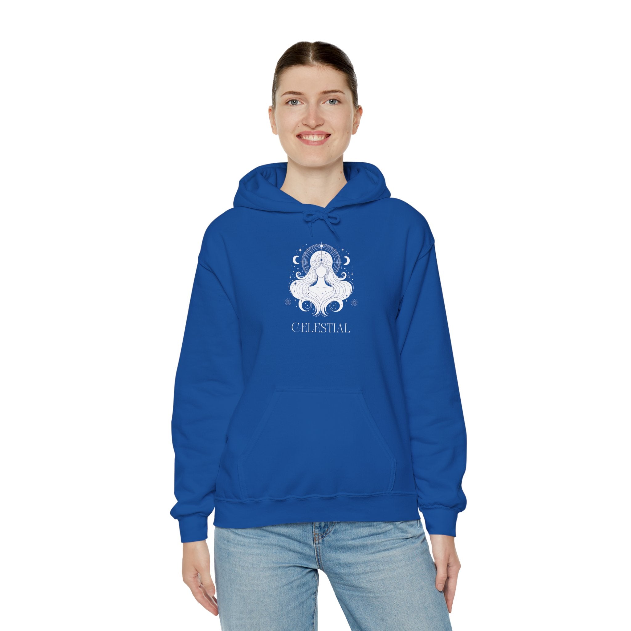 Celestial Goddess Hoodie — Mystical Moon & Star Graphic Sweatshirt