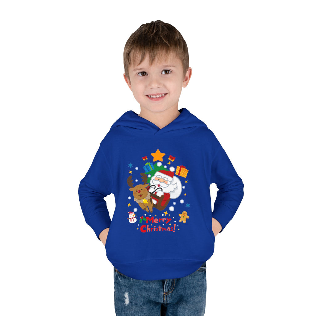 Toddler Hoodie — Merry Christmas Santa & Reindeer Holiday Pullover