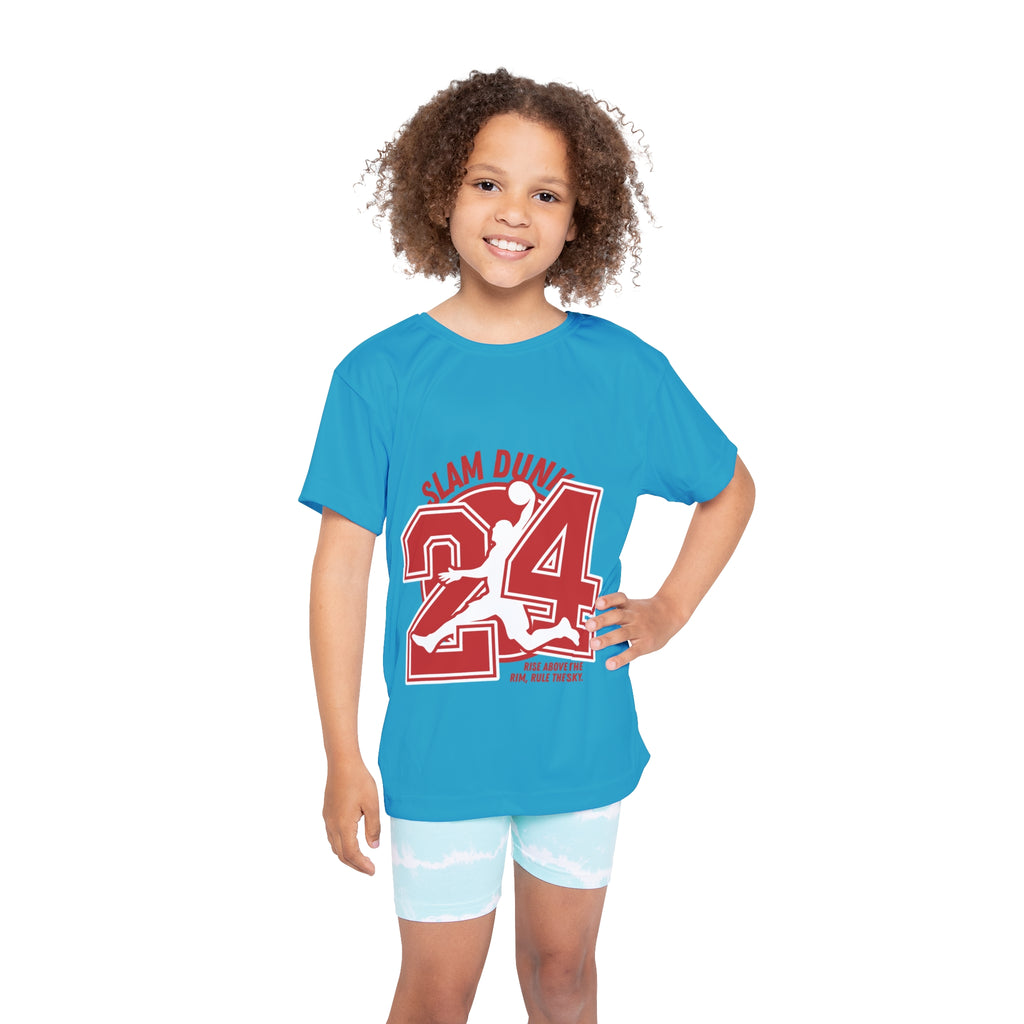 Kids Basketball Jersey - "Slam Dunk 24" All-Over Print Sports Tee