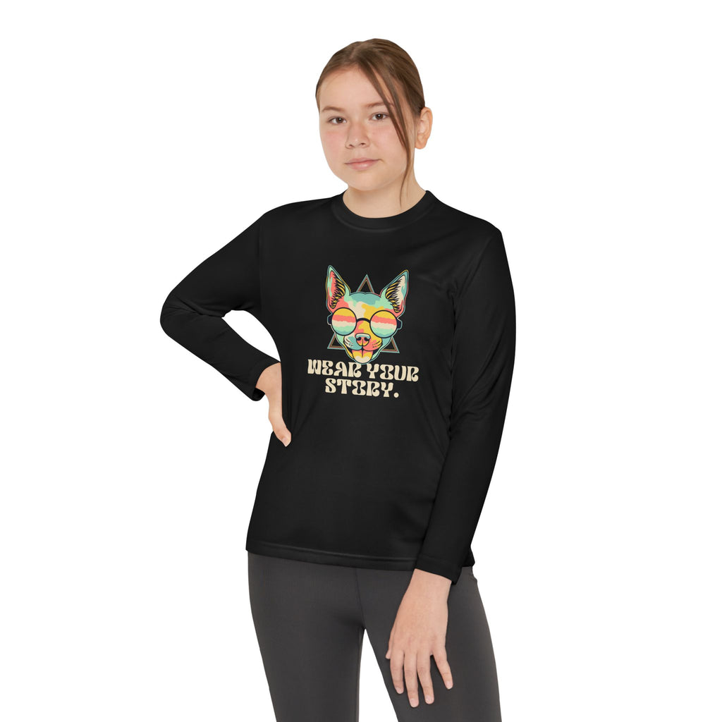 Youth Long Sleeve Tee — 'Wear Your Steez' Neon Dog Graphic