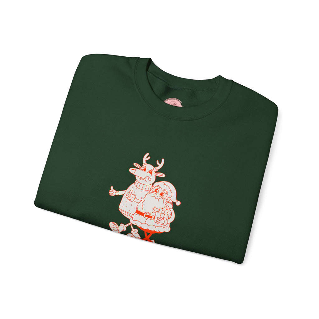 Christmas Santa Reindeer  hand in hand Sweatshirt