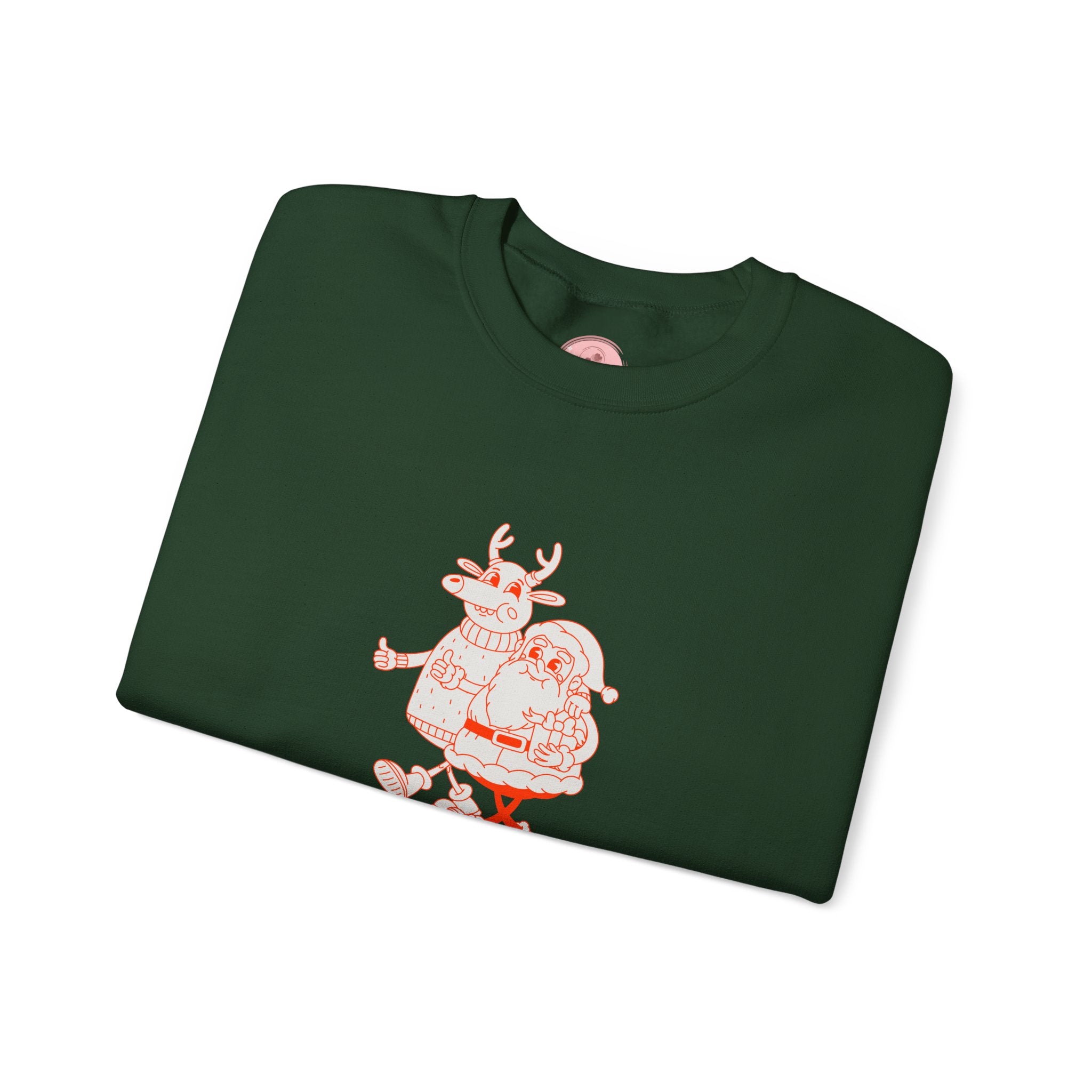 Christmas Santa Reindeer  hand in hand Sweatshirt