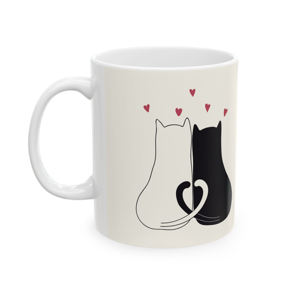 Romantic Cat Couple Ceramic Mug – Love Quote Coffee Tea Cup (11oz & 15oz)