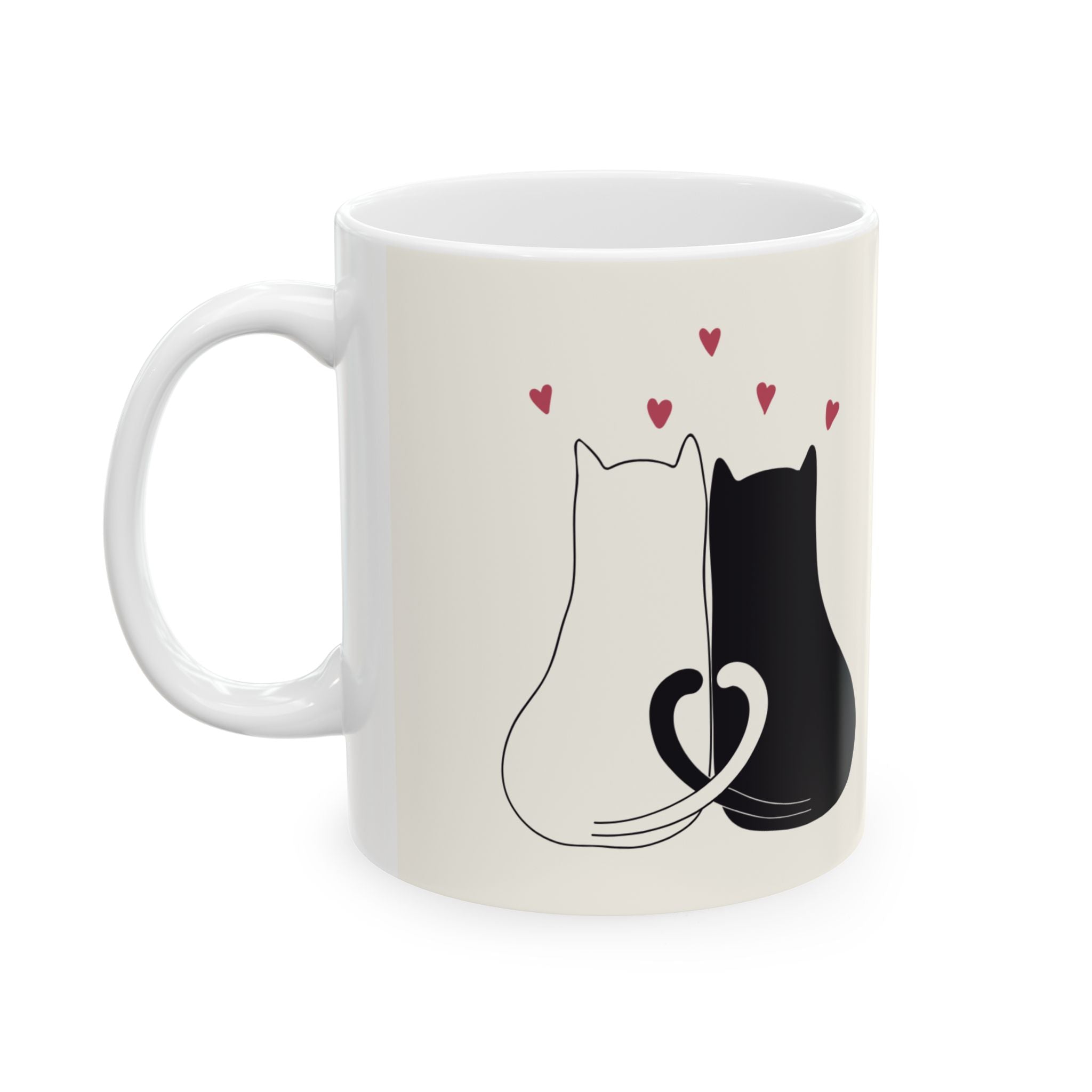 Romantic Cat Couple Ceramic Mug – Love Quote Coffee Tea Cup (11oz & 15oz)
