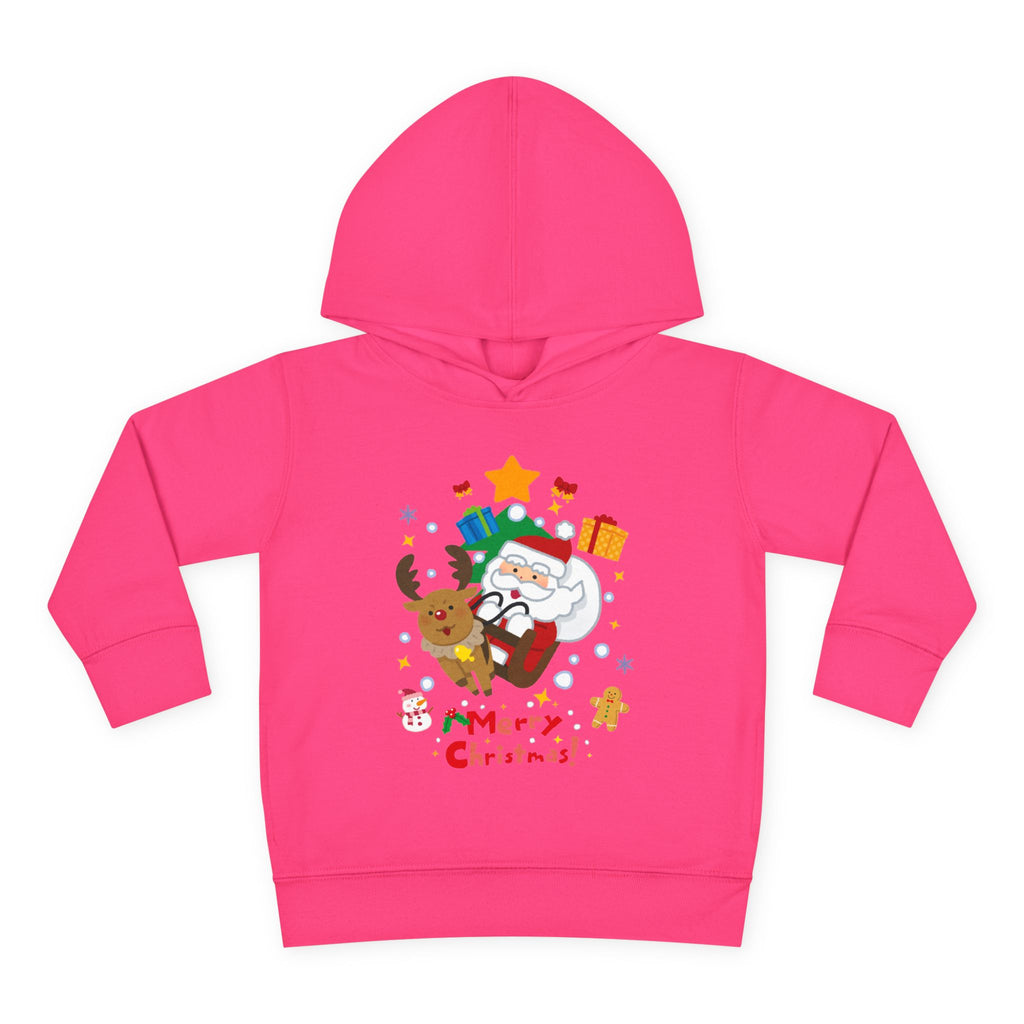 Toddler Hoodie — Merry Christmas Santa & Reindeer Holiday Pullover