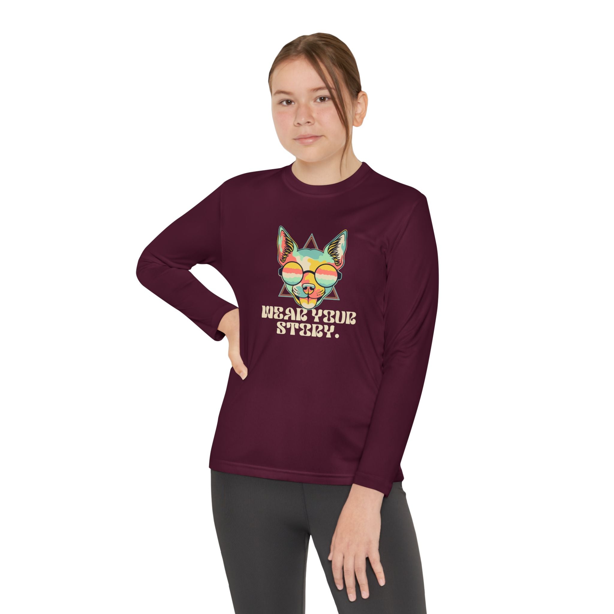 Youth Long Sleeve Tee — 'Wear Your Steez' Neon Dog Graphic
