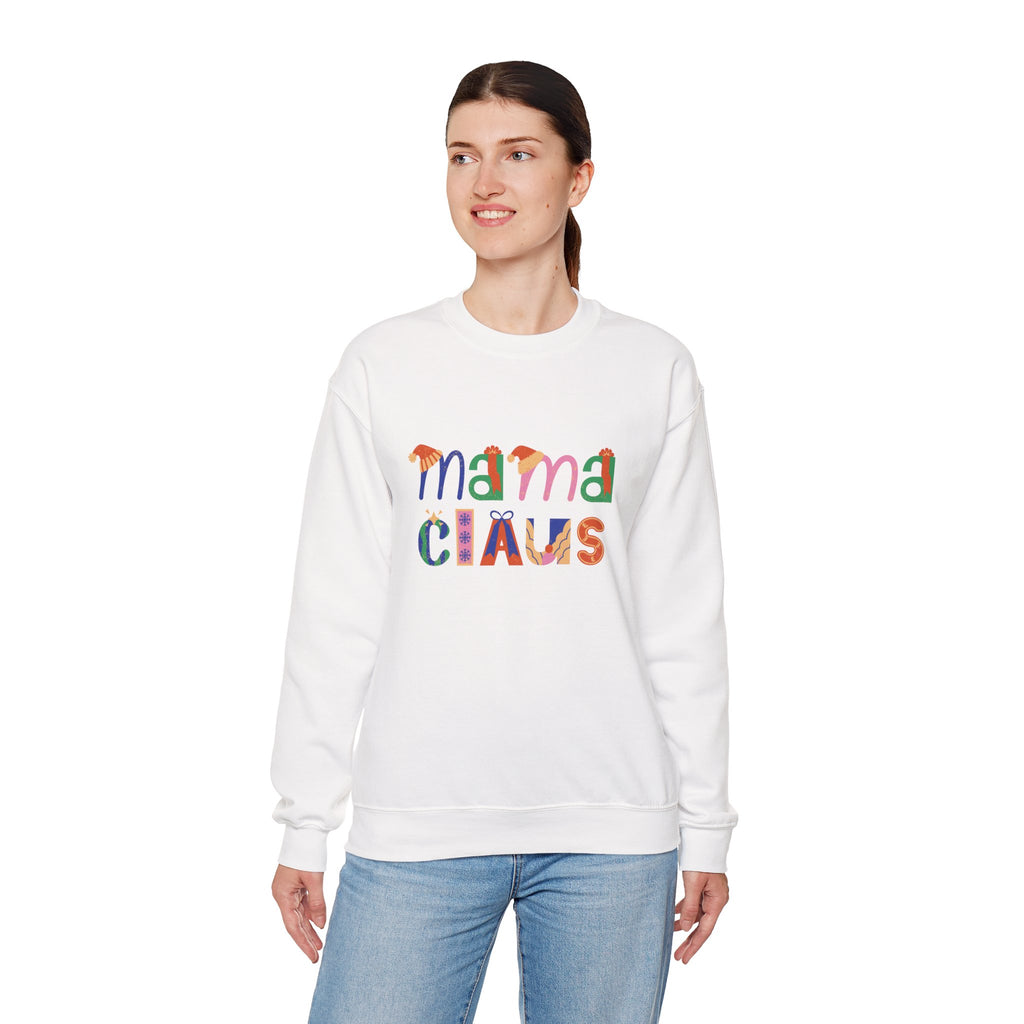 Mama Claus Sweatshirt — Colorful Holiday Crewneck for Moms