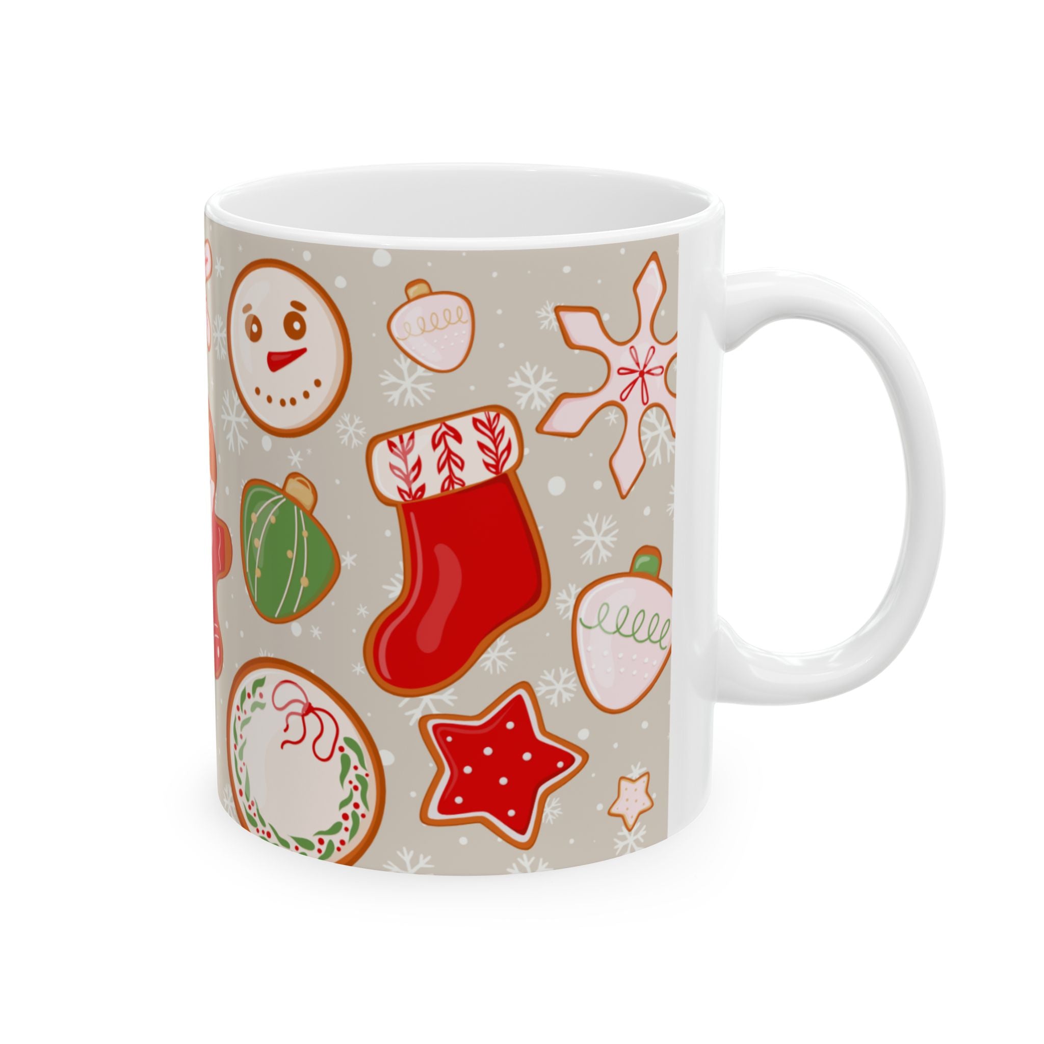 Christmas Cookie Pattern Ceramic Mug — Festive Holiday 11oz & 15oz Coffee Cup