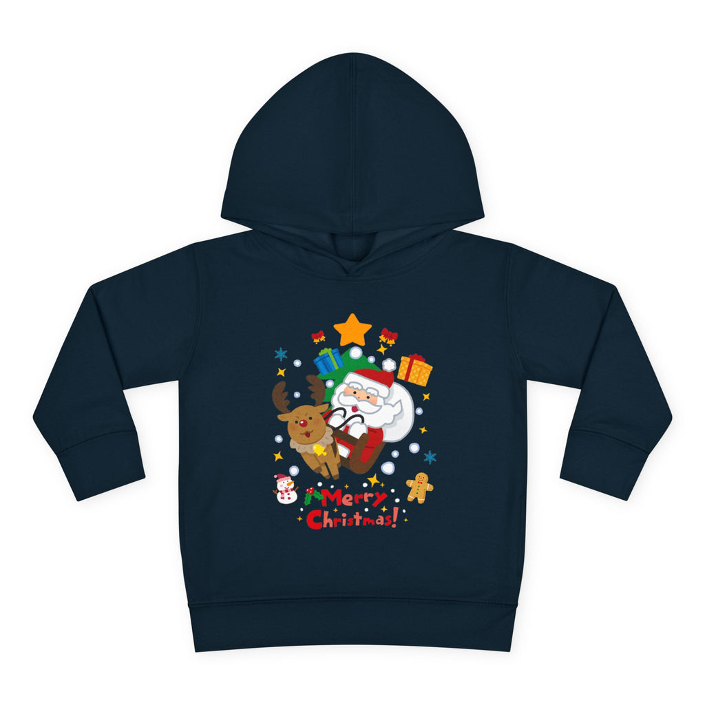 Toddler Hoodie — Merry Christmas Santa & Reindeer Holiday Pullover
