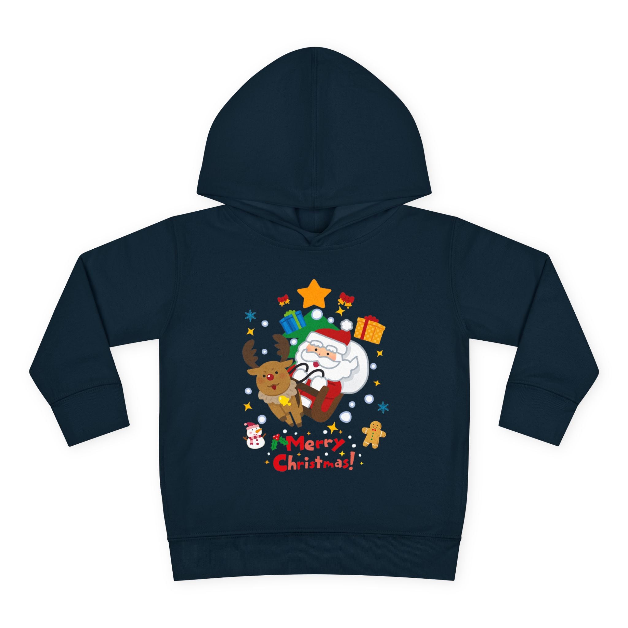 Toddler Hoodie — Merry Christmas Santa & Reindeer Holiday Pullover