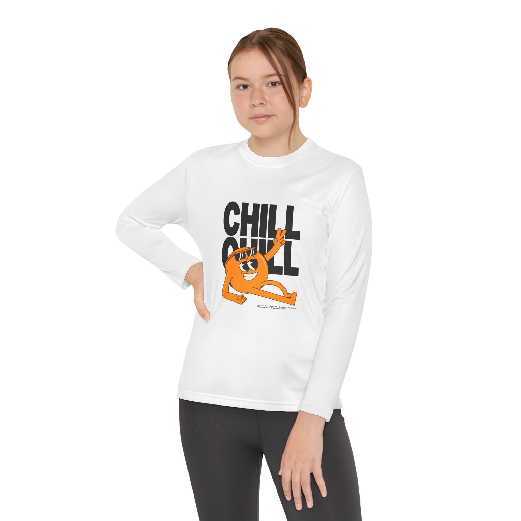 Youth Long Sleeve Tee – 'Chill' Cartoon Character Graphic