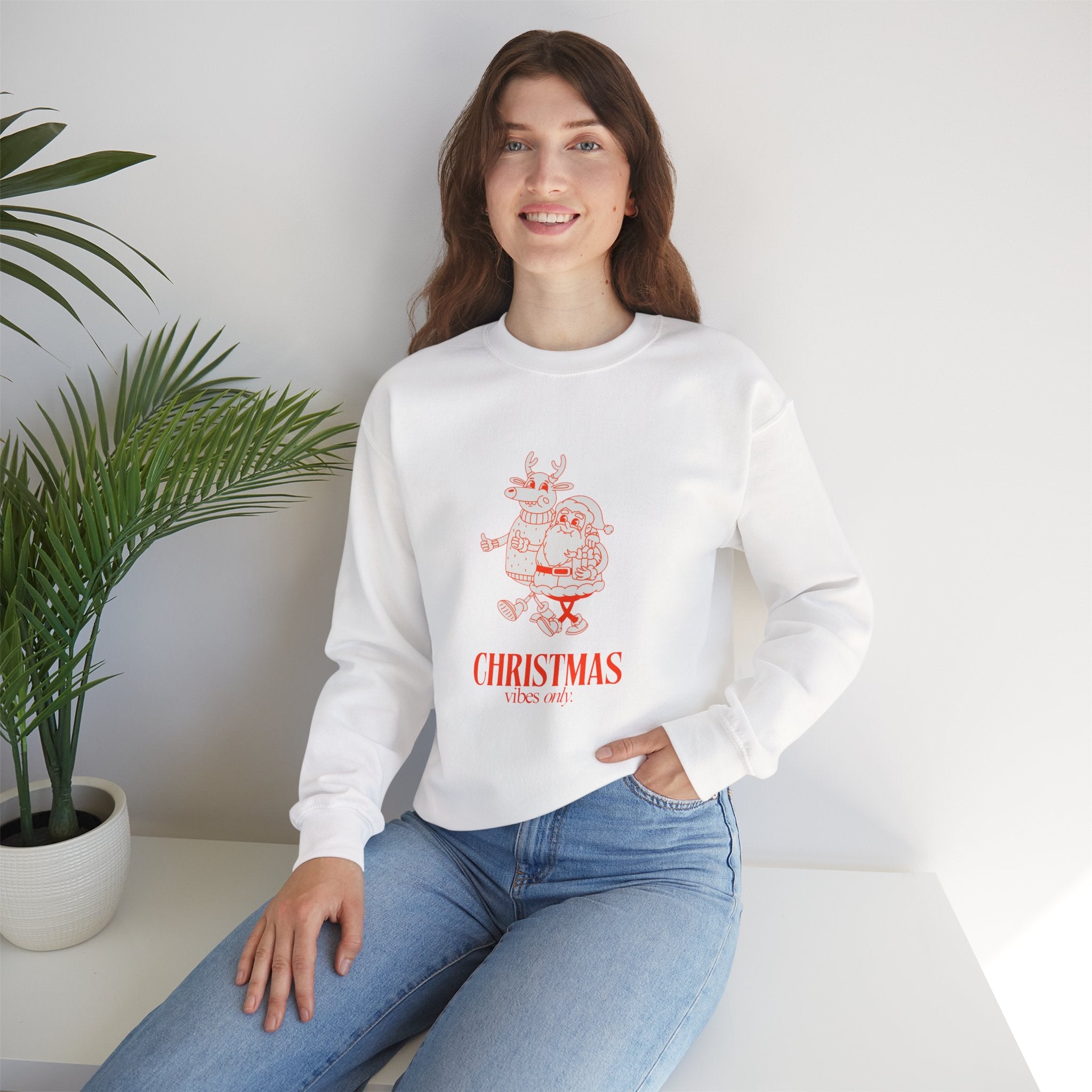 Christmas Santa Reindeer  hand in hand Sweatshirt