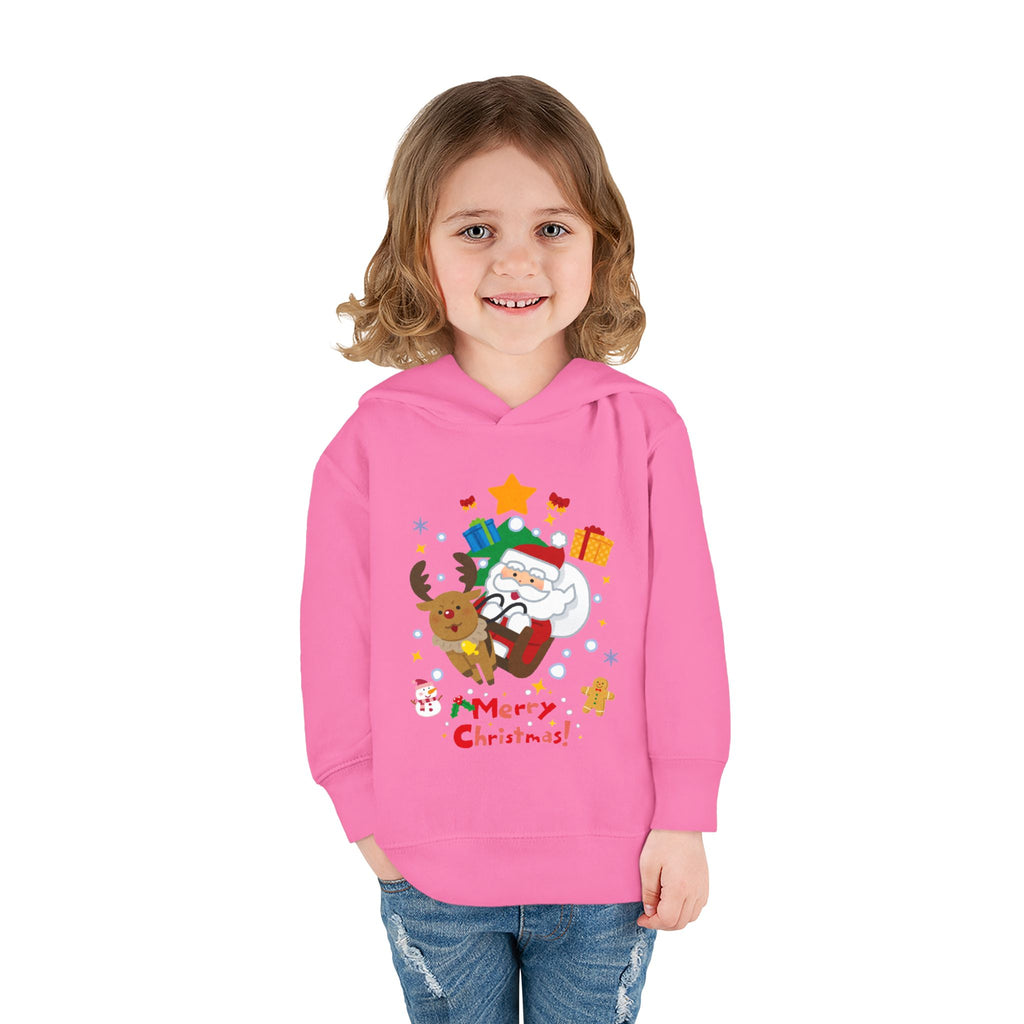 Toddler Hoodie — Merry Christmas Santa & Reindeer Holiday Pullover