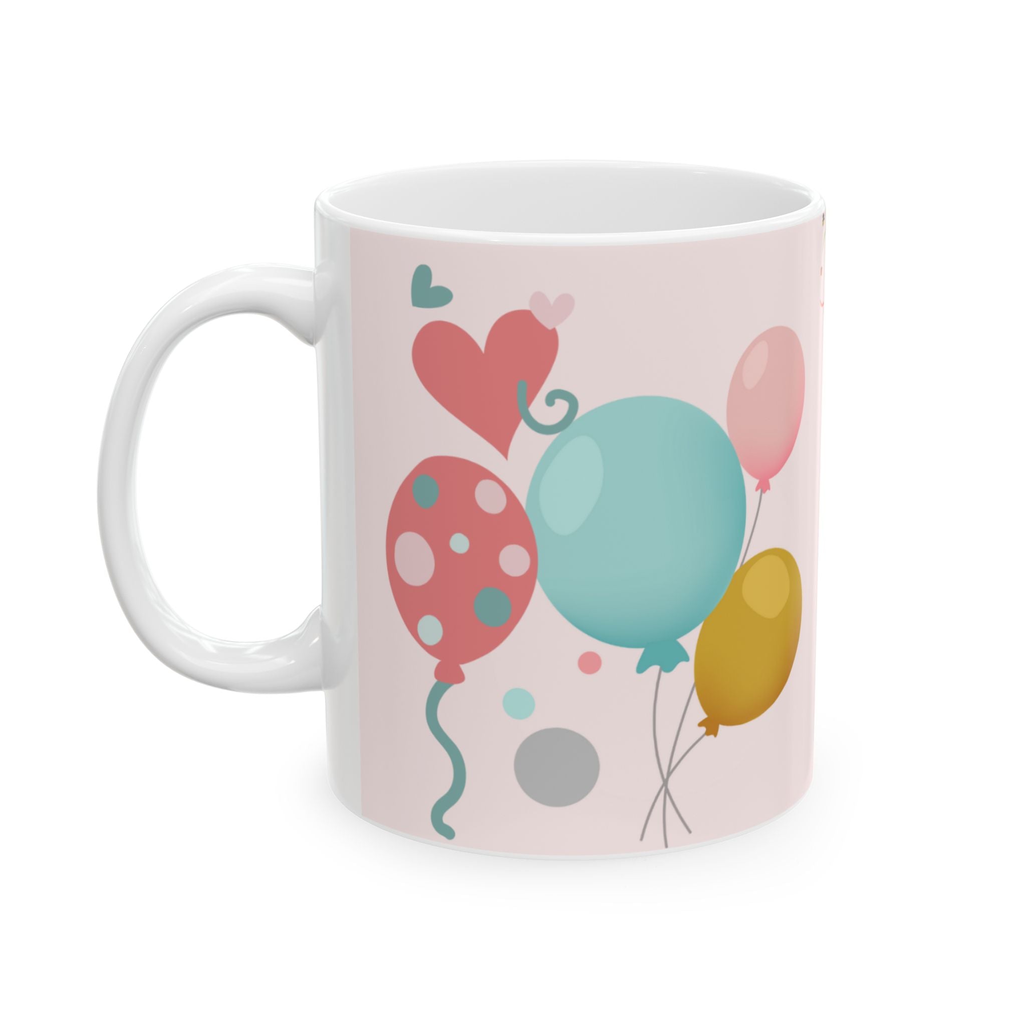 Anniversary Ceramic Mug – Happy Anniversary with Balloons & Cheers (11oz/15oz)