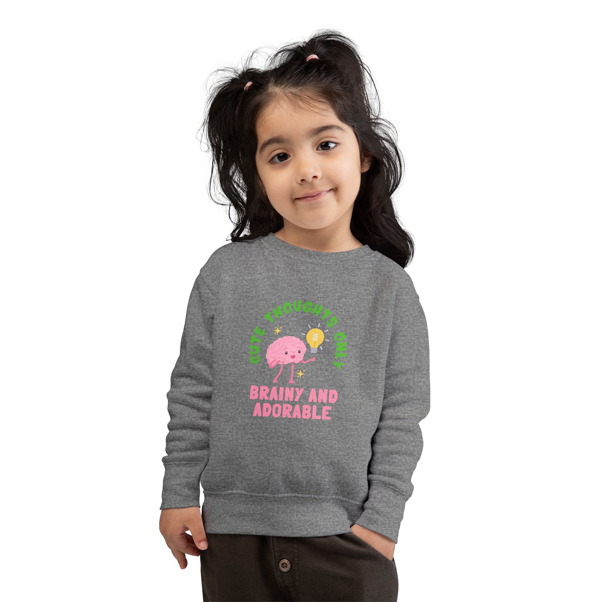 Toddler Sweatshirt Cute Thoughts Only Brain Character Daisy Design