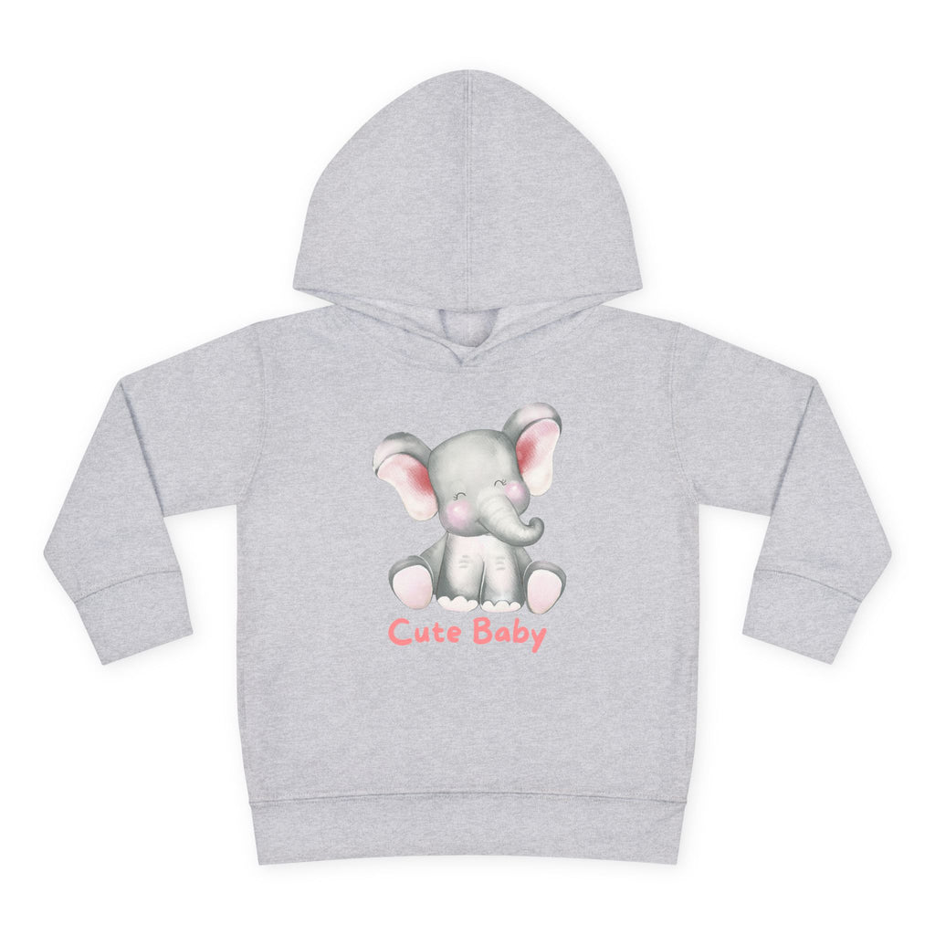 Toddler Hoodie — Cute Baby Elephant Pullover (Pink Text)
