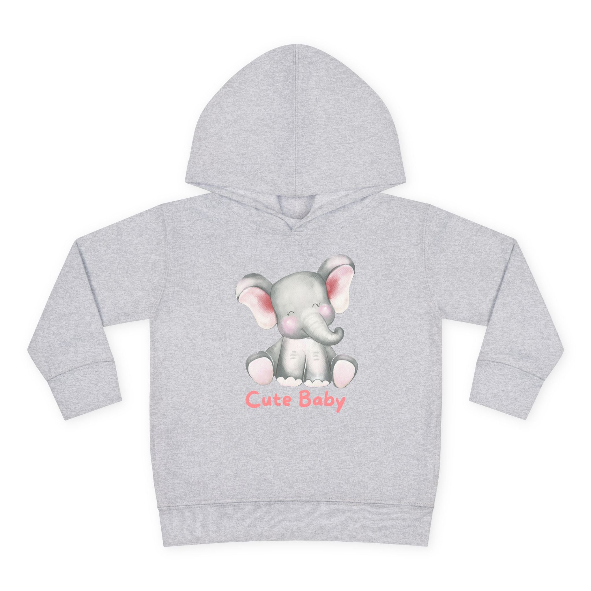 Toddler Hoodie — Cute Baby Elephant Pullover (Pink Text)