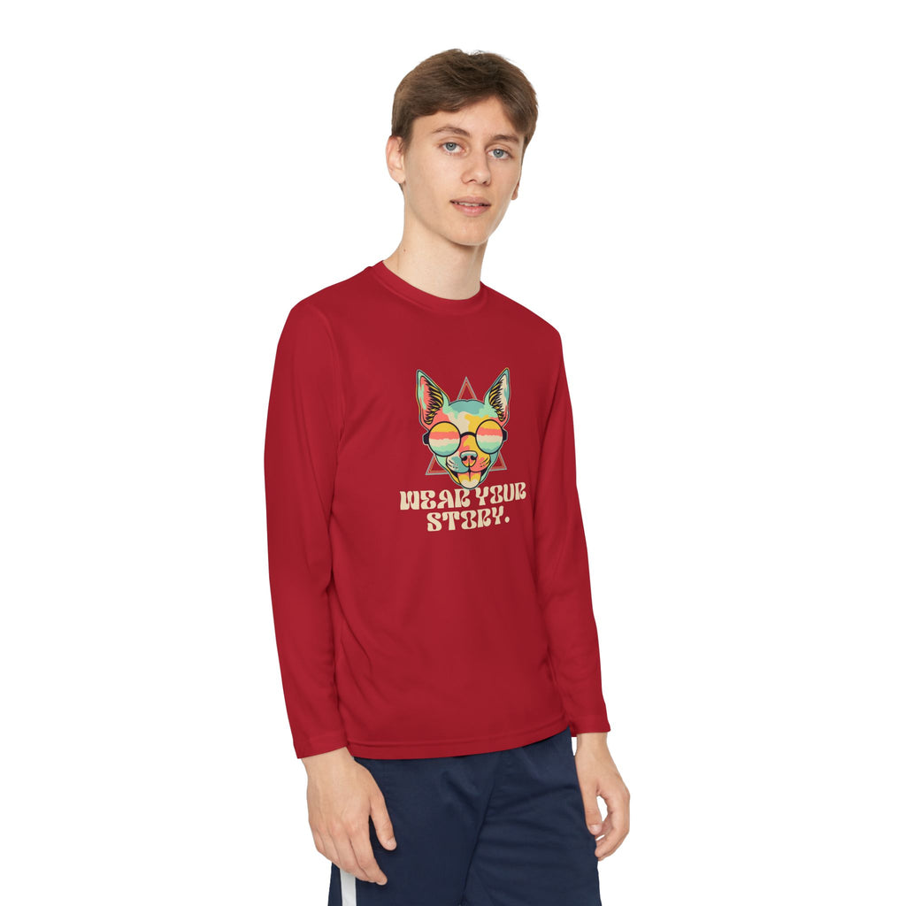 Youth Long Sleeve Tee — 'Wear Your Steez' Neon Dog Graphic
