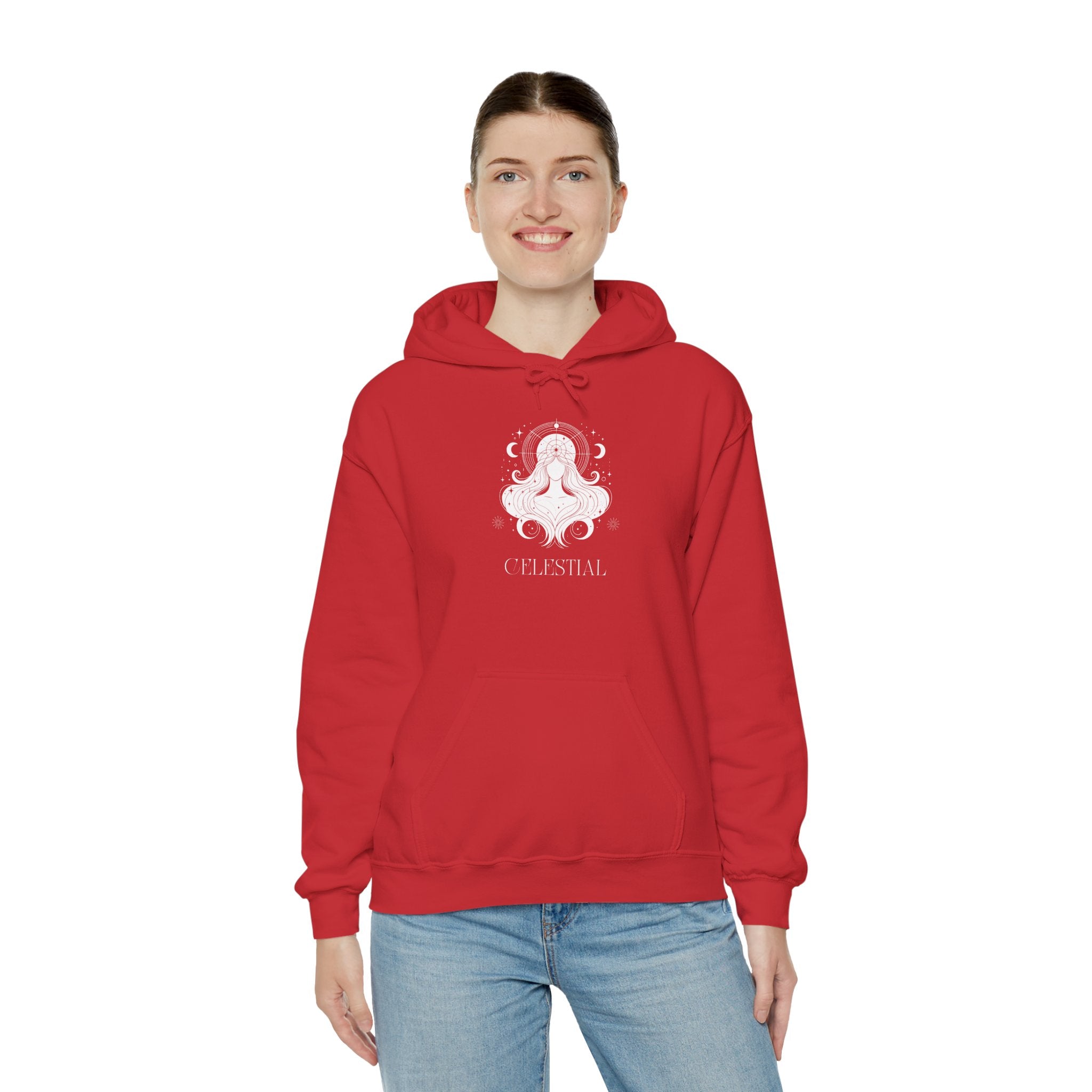 Celestial Goddess Hoodie — Mystical Moon & Star Graphic Sweatshirt