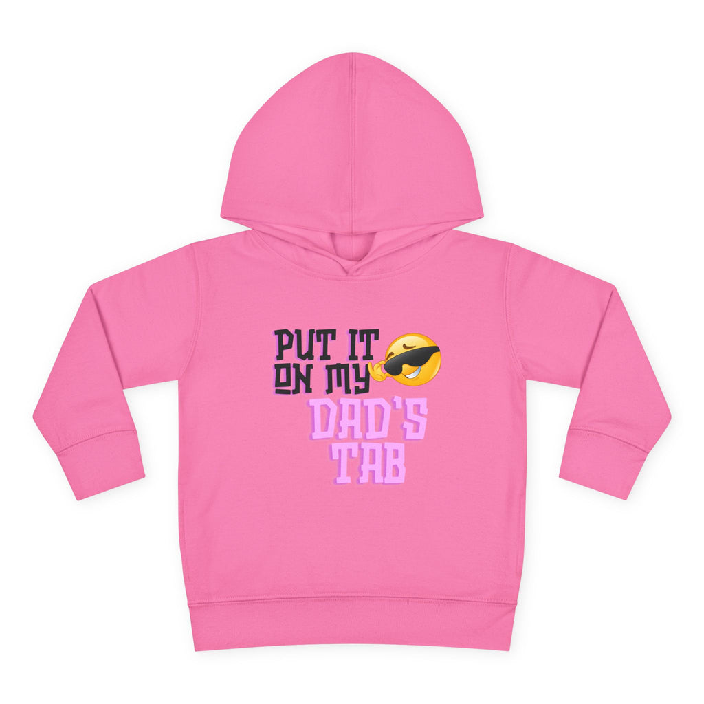 Toddler Fleece Hoodie - "Put it on my dad's tab" Cozy Adventure Print, Light Gray