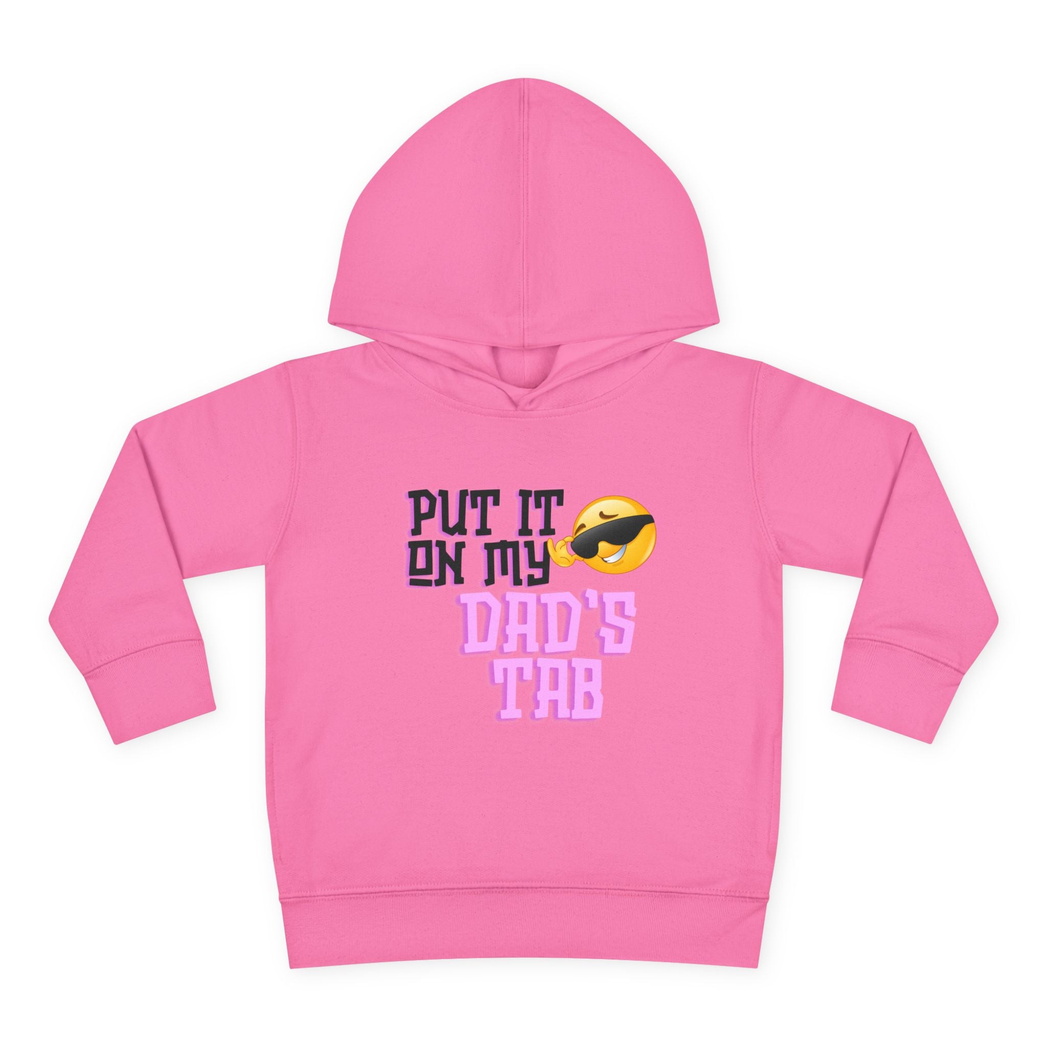 Toddler Fleece Hoodie - "Put it on my dad's tab" Cozy Adventure Print, Light Gray