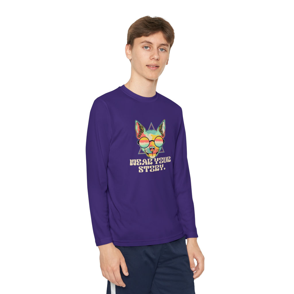 Youth Long Sleeve Tee — 'Wear Your Steez' Neon Dog Graphic