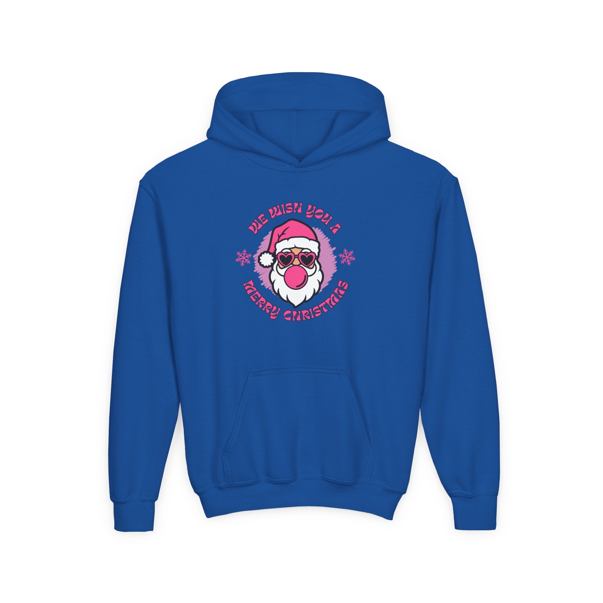 Kids Christmas Hoodie - Pink Sunglasses Santa "He Believes You" Holiday Sweatshirt