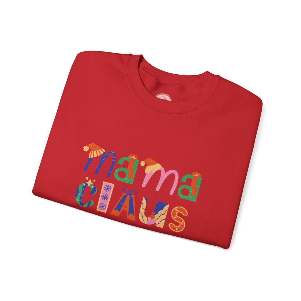 Mama Claus Sweatshirt — Colorful Holiday Crewneck for Moms