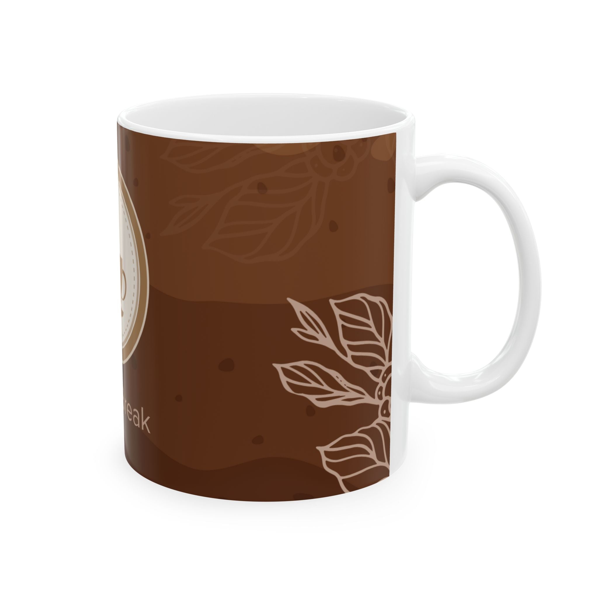 Coffee Break Ceramic Mug – Brown Coffee Cup Design (11oz & 15oz)