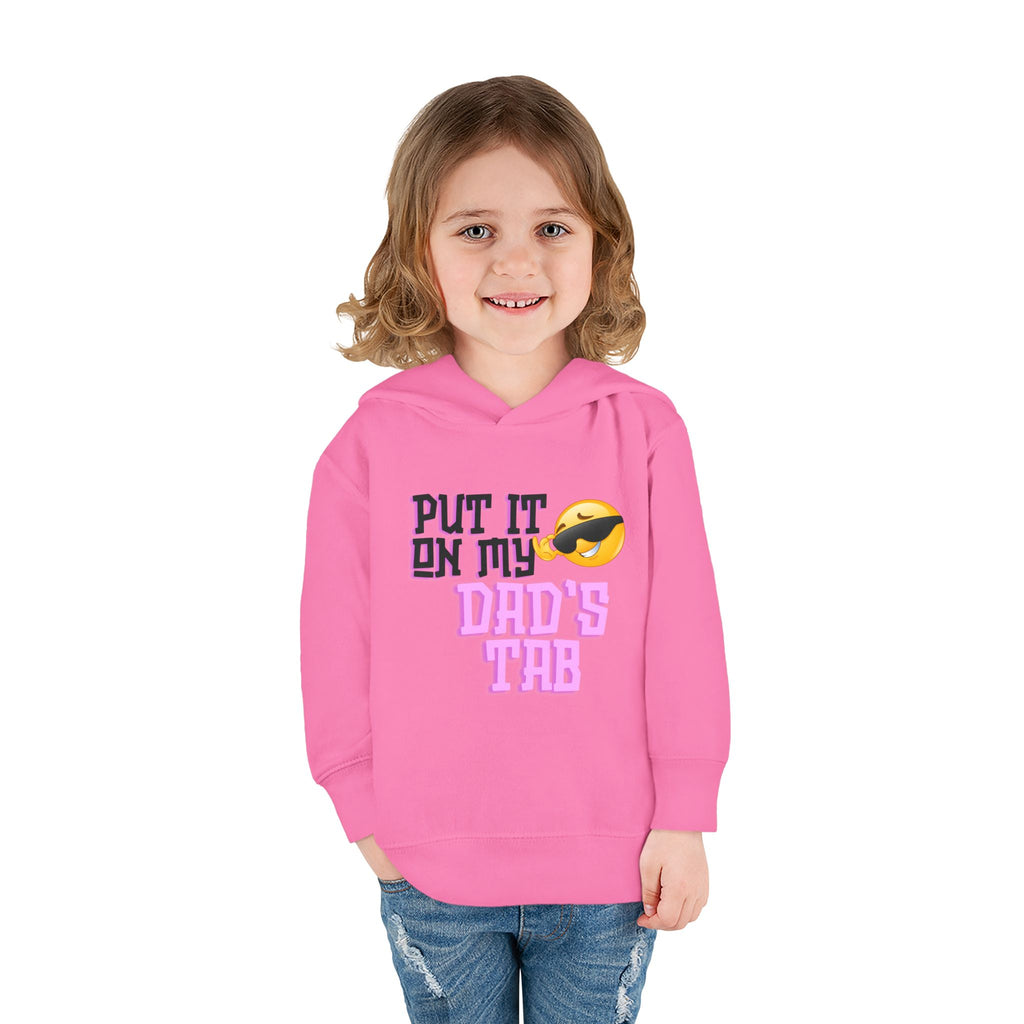 Toddler Fleece Hoodie - "Put it on my dad's tab" Cozy Adventure Print, Light Gray