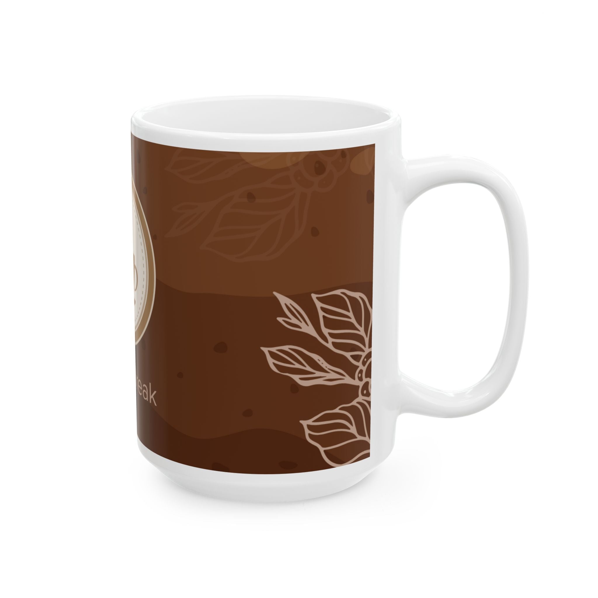 Coffee Break Ceramic Mug – Brown Coffee Cup Design (11oz & 15oz)