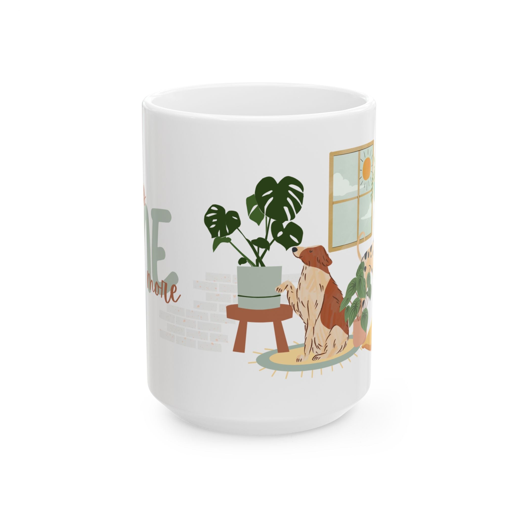 Welcome Home Dog & Plants Ceramic Mug – Cozy Pet Lover Coffee Cup (11oz/15oz)